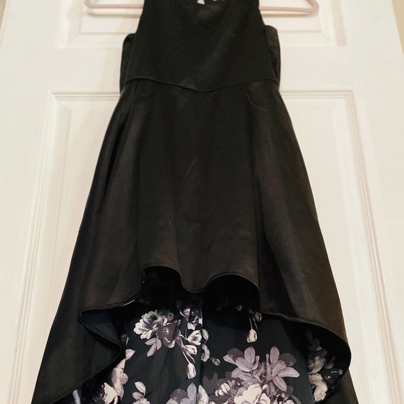 girls black high low dress
